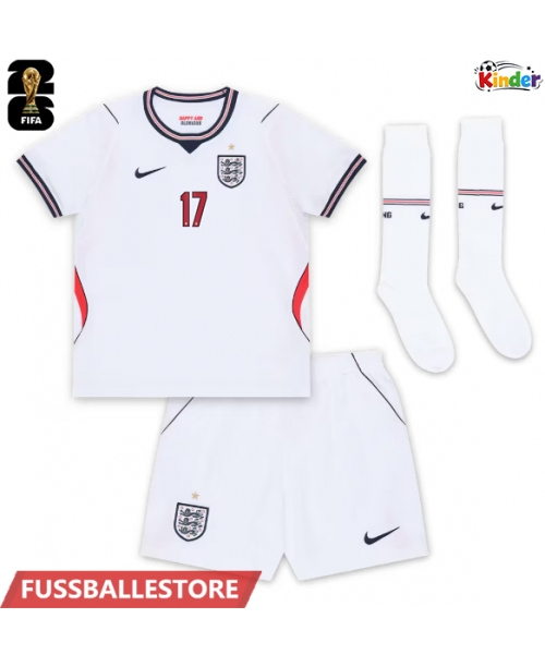 Günstige England Morgan Rogers #17 Heimtrikotsatz Kinder WM 2026 Kurzarm (+ Kurze Hosen)